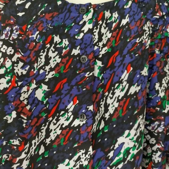 Maje 100% Silk Blue Top Size S Short Sleeve Lightweight Corporate Shirt - Picture 3 of 7